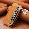 Pikkukuva 2 / 6: Vertical Flip Phone Suojakotelo With Zipper For Motorola Moto G53 - Ruskea Brown