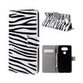 Miniatyrbillede 1 af 2: Hagerup læder-etui til LG G5 med kortholder og holder - Zebra stribet Multicolor