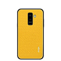 Miniatyrbild 2 av 2: MOFI Samsung Galaxy A6 Plus (2018) mobilskal plast syntetläder silikon vävd textur - Gul Gul
