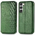 Miniatyrbillede 1 af 2: Læder Etui med A Stilfuldt Rhombus Tryk til Samsung Galaxy S23 - Grøn Green