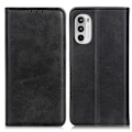 Miniatyrbillede 1 af 2: Motorola Moto G52 flip etui i ægte læder med pung – Sort Black