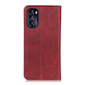Miniatyrbillede 2 af 2: Motorola Moto G (2022) flip etui i ægte læder med pung – Rød Red