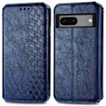 Miniatyrbild 1 av 2: Läder Google Pixel 7 fodral med romb-design - Blå Blå