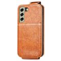 Pikkukuva 2 / 6: Vertical Flip Phone Suojakotelo With Zipper For Samsung Galaxy S21 FE - Ruskea Brown
