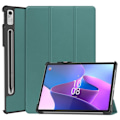 Miniatyrbillede 1 af 2: Tri-fold læderstativ-etui til Lenovo Tab P11 Pro (2. generation) - Sortliggrøn Green