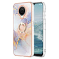 Pikkukuva 1 / 2: Marble Patterned Suojakuori With Ring Holder For Nokia G10 / G20 - Milky Way Marble White Purple