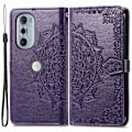Miniatyrbild 1 av 2: Mandala läder Motorola Edge 30 Pro fodral - Lila Lila