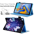 Miniatyrbillede 6 af 6: Samsung Galaxy Tab A 10.1 (2019) elegant  læder flip etui - blomster / sommerfugl Blue