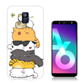 Miniatyrbillede 1 af 2: Samsung Galaxy A6 (2018) beskyttelsesetui i silikone med printet mønster - Søde katte ovenpå hinnanden Multicolor
