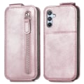 Pikkukuva 1 / 6: Vertical Flip Phone Suojakotelo With Zipper For Samsung Galaxy A54 - Ruusukulta Pink