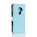 Miniatyrbillede 2 af 2: Samsung Galaxy S9 Plus litchi skin PU læder flip etui - Babyblå Blue