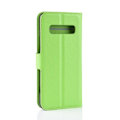 Miniatyrbillede 2 af 2: Samsung Galaxy S10 Plus litchi skin læder flip etui - Grøn Green