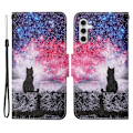 Miniatyrbillede 1 af 2: Wonderland Samsung Galaxy A54 Flip Etui - Starry Sky / Kat Multicolor