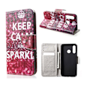 Miniatyrbillede 1 af 2: Huawei P30 Lite mønstret læder flip etui - Keep Calm and Sparkle Multicolor