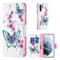 Pikkukuva 1 / 2: Wonderland Samsung Galaxy S21 FE Läppäkotelo - Vihreä Perhonen Multicolor