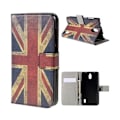 Pikkukuva 1 / 2: Moberg Huawei Y625 Nahkakotelo Korttitaskuilla - Vanhanaikainen Britannian Lippu Multicolor