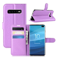 Miniatyrbillede 1 af 2: Samsung Galaxy S10 Plus litchi skin læder flip etui - Lilla Purple