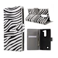 Miniatyrbillede 1 af 2: Moberg LG G4c Læder Etui Med Kortholder - Zebra Striber Multicolor