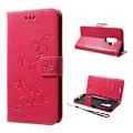 Miniatyrbillede 1 af 2: Samsung Galaxy S9 Plus stemplet Træ ugle beskyttende PU læder flip etui - Rose Pink