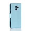 Miniatyrbillede 2 af 2: Samsung Galaxy A8 (2018) litchi skin PU læder flip etui - blå Blue