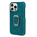 Miniatyrbild 2 av 2: Shockproof Läder Skal med Oval Kickstand till iPhone 14 Pro - Cyan Grön
