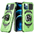 Miniatyrbillede 1 af 2: Bulksourcing iPhone 12 Pro Max 6,7 tommer Kickstand Design Anti-kollision Luftpuder Bumpresistent og Fleksibel Hybrid Phone Case - Grøn Green