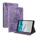 Miniatyrbild 1 av 2: Läderfodral med fjärilsblommönster för Nokia T10 (2022) - Lila Lila