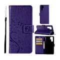 Miniatyrbillede 1 af 2: Huawei P30 Pro sommerfugle- og blomstertryk læder flip etui - Mørkelilla Purple
