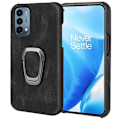 Miniatyrbillede 1 af 2: Stødsikkert lædercover med oval støttefod til OnePlus Nord N200 5G - Sort Black