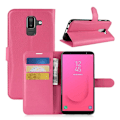 Miniatyrbillede 1 af 2: Samsung Galaxy J8 (2018) beskyttelsesetui i kunstlæder med Litchi overflade samt stativ - Rosa Pink