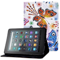 Pikkukuva 1 / 2: Amazon Fire 7 (2022) viileä kuvio nahkakotelo - Perhoset Multicolor