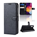 Miniatyrbillede 1 af 2: Sasmung Galaxy A50 litchi læderetui - Sort Black