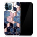 Miniatyrbilde 1 av 2: Marmordesign iPhone 13 Pro deksel - Blå / Gullfarget Kube Multicolor