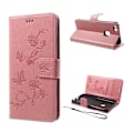 Miniatyrbillede 1 af 2: Huawei P10 Lite Smagsfuldt læder etui med smukt tryk - Lyserød Pink