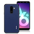 Miniatyrbild 1 av 2: MOFI Samsung Galaxy A6 Plus (2018) mobilskal plast syntetläder silikon vävd textur - Mörkblå Blå