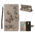 Miniatyrbild 1 av 2: Huawei Mate 20 Lite syntet läder plånboks mobilfodral med fjärils bildmotiv - Grå Silvergrå