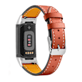 Miniatyrbild 1 av 2: Enkelt klockarmband i äkta läder till Fitbit Charge 5 - Orange Orange