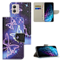 Miniatyrbillede 2 af 6: Wonderland Motorola Moto G73 Flip Etui - Sparkling Sommerfugle Purple