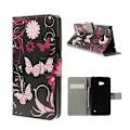 Miniatyrbillede 1 af 2: Moberg Microsoft Lumia 640 Læder Etui med Kortholder - Sommerfugl Blomst Multicolor