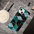 Miniatyrbillede 2 af 2: iPhone 14 6,1 tommer A Blacke Flisefragmenterarble Pattern Case IMD Soft Flexible Drop Protective Cover Shell - Smaragd Marmor Green