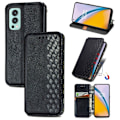 Miniatyrbillede 2 af 2: Læderetui med stilfuldt rombe aftryk til OnePlus Nord 2 5G - Sort Black