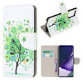 Pikkukuva 1 / 2: Wonderland Samsung Galaxy Note 20 Ultra flip kuoret - Vihreä Puu Ja Lintuhäkki Multicolor
