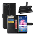 Miniatyrbillede 1 af 2: Huawei P Smart etui i læder med kortholder - Sort Black