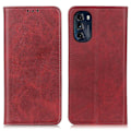 Miniatyrbillede 1 af 2: Motorola Moto G (2022) flip etui i ægte læder med pung – Rød Red