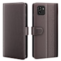 Miniatyrbillede 1 af 2: Samsung Galaxy A03 Core ægte læderetui med kreditkortlommer - Brun Brown