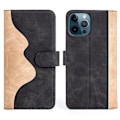 Miniatyrbillede 1 af 2: To-farvet iPhone 12 Pro Max læderetui - Sort Black