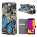 Miniatyrbild 1 av 2: Butterfly läder Samsung Galaxy J6 (2018) fodral - Blå Blå
