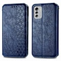 Pikkukuva 1 / 6: Nahkakotelo With A Stylish Rhombus Imprint For Nokia G60 - Sininen Blue