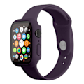 Miniatyrbild 1 av 2: Apple Watch (45 mm) klockarmband i silikon + fodral med härdat glas - Mörklila / Storlek: M / Storlek: M Lila