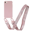 Miniatyrbillede 1 af 2: Tyndt TPU etui med mat finish og justerbar strop til iPhone SE (2022) / SE 2020 / 8 / 7 - Deep Pink Pink
